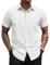 COOFANDY Men's Shirt Short Sleeve Casual Dress Shirts Summer Formal Non Iron Button Down Work Wedding Shirt with Pocket Regular Fit Lightweight White XXL