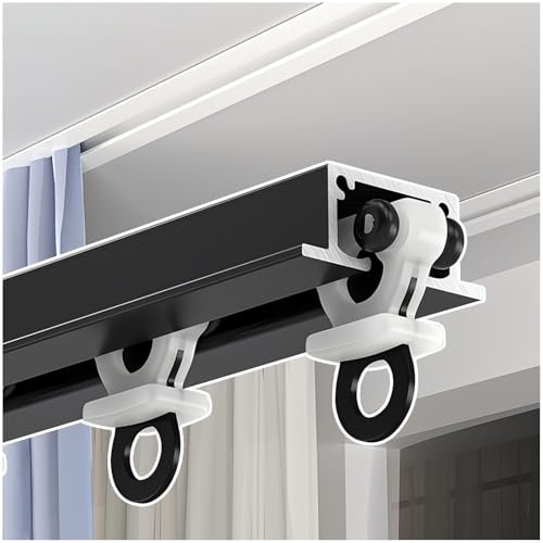 Vorhangschienen-Set - Versenkte Vorhangschienen - 1-läufige Vorhangschiene - Deckenmontage - Inkl. Befestigungsmaterial - für Gardinenaufhängung, Raumteiler, Wohnmobil(Black,1.2m/3.93FT)