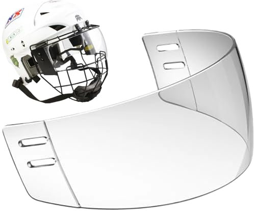 Straight Cut Hockey Helm, Clear Hockey Visor Anti-Fog-Eishockey-Helm-Schild Anti-Scratch-Hockey Halbschild Visor für Jugendliche und Erwachsene
