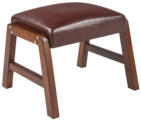 MIAUWUUFHOME Repose-Pieds Ottoman Moderne Accent avec Pieds en Bois Massif, Repose-Pieds Ottoman pour canapé, Salon, Chambre à Coucher, entrée et Bureau, Marron PU JTP2ADWR