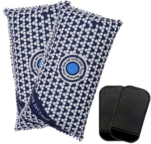 Portable Reusable Car Dehumidifier Bag with Silica Gel, Moisture Absorber & Condensation Eliminator for Home, Car & Caravan (300g x 2, Includes 2 Anti-Slip Pads)