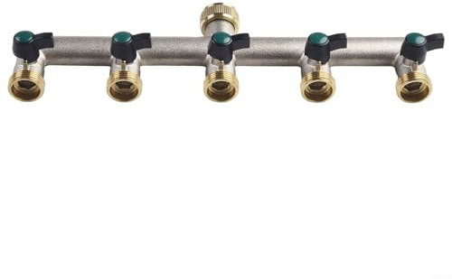 Raccordo a 5 vie in ottone per tubi da giardino, universalmente compatibile con rubinetti e attrezzature standard da 3/4