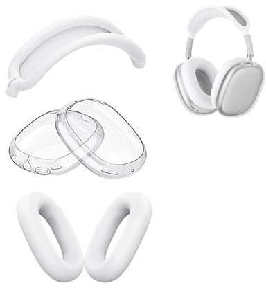 AGAOSH Silikon-Schutzhülle für AirPods Max Kopfhörer (2024/2020), Ohrpolster-Abdeckungen, weiche TPU-Ohrmuschelabdeckungen, Kopfbandabdeckung, Zubehör, Schutz für Apple AirPods Max (USB-C/Lightning