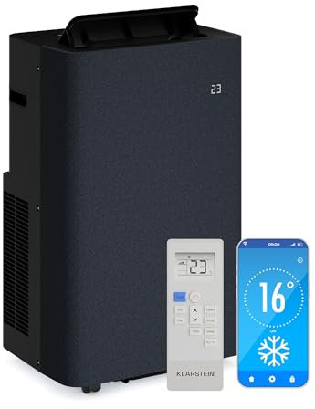 Klarstein AireLux Mobile Klimaanlage – 14.000 BTU, Für Räume bis 51 m², App & Sprachsteuerung, 4-in-1 Kühlung, Entfeuchter, Ventilator & Schlafmodus, Leise, Dunkelgrau