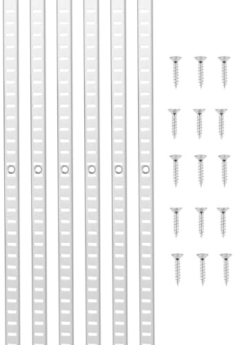 VEVOR Shelf Pilaster, 36.3-inch 8 Pack, Adjustable Shelf Brackets Steel Mortise Mount Pilaster Strip Standards with 32 Screws, Suitable for Wall Shelving System Cabinet Closet Organization