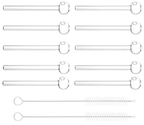 10 Stück 4 Zoll Glaspfeife Glasölbrenner Crack Pipe Clear Oil Pipe | Wasserpfeifen Rauchen für Tea, Cocktail, Säfte mit 2 Strohbürste mit 2 Strohbürste