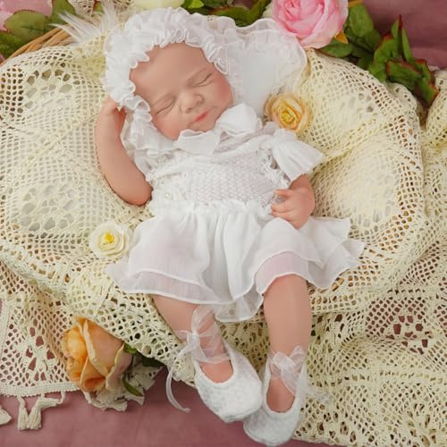 YaLuoQian 50cm Lebensechte Babypuppen Vollsilikon Reborn Baby Puppen LäCheln Wiedergeborene Babypuppen Girl