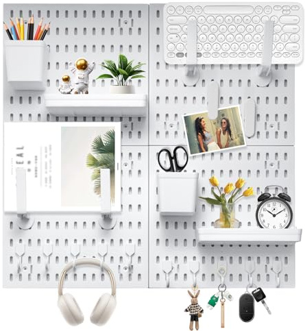 SUNNYNEST Pegboard Combination Set with 20 Accessories Decor 30x30cm | Wall Mount &Freestanding Dual Installation, Customizable Wall Organizer for Garage, Workshop, Kitchen, Home Office Storage