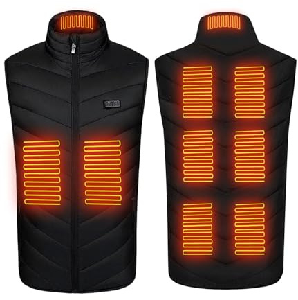 Générique Gilet Chauffant Femme avec Batterie Incluse Doudoune Chauffante sans Manche ​​avec 9 Zones de Chauffage Réglables Sweat Grande Taille Veste de Travail Ski