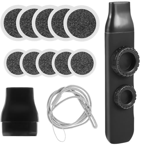 Kazoo Zweiloch Schwarz 1 Satz für Weihnachten Mottoparty | 12x3,2x2cm, Silikon ABS Tritan, Lanyard und Ersatzmembran, für Erwachsene