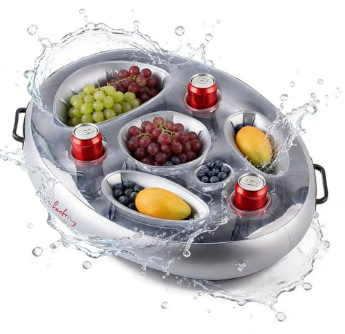 HATFRYF Pool Inflatable Floating Drink Holder, 8 Holes Pool Drink Tray, Snack and Cup Floating Holder Large Capacity, PVC Floating Beer Holder, Water Fun, Beach Gift for Boys Girls