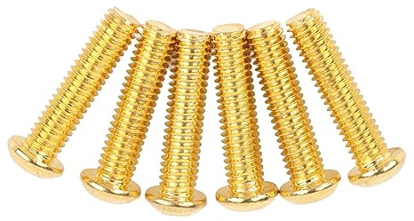 Drfeify Guitar Screws, Metal Hex Locking Bridge Saddle Mounting Screws for Electric Bass Guitar, 6 PCS Adjustable Rocker Saddle for Telecaster and Other Models (Gold)