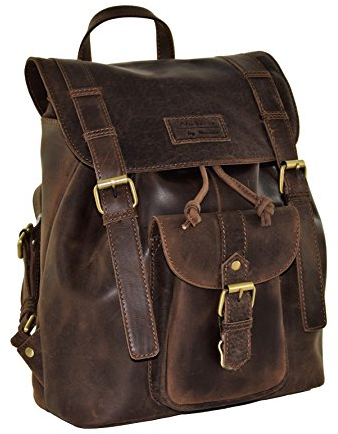 Menzo Lederaccessoires „Meran“ Buffalo Vintage Leder, Lederrucksack, Cityrucksack, Backpack für Damen und Herren (dunkelbraun)
