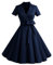 Timormode Robe Années 50's Audrey Hepburn Rockabilly Swing,Plissé Robe à Manches Courtes 10084Navy S