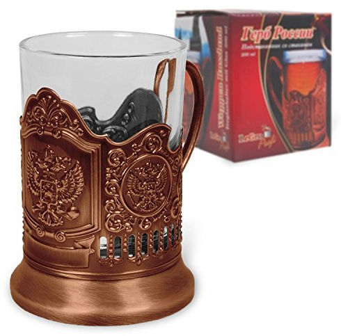 Olymp Teeglashalter mit Wappen von Russland Bronze (mit Teeglas 200 ml)