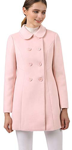 Allegra K Trench à double boutonnage à col Claudine pour femmes Costume d'Halloween Rose S