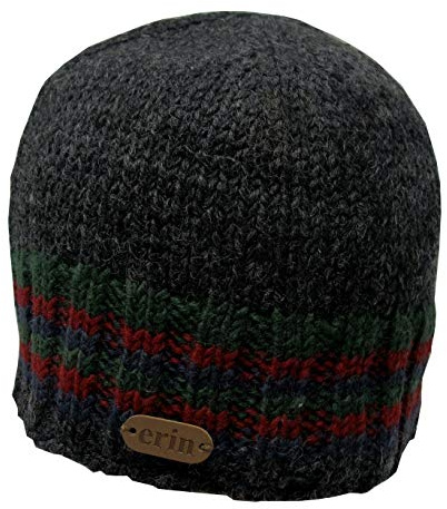 McLaughlin's Irish Shop Irische Stulp-Strickmütze mit Streifen in rot und grün