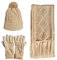 Chloria Stricken Mütze,Schal und Handschuh Set Frauen Männer Mädchen Unisex Zopfmuster Strickmütze erdicken Schal Handschuh Hut Gesetzt Winter Kombi Geschenkset (Beige)
