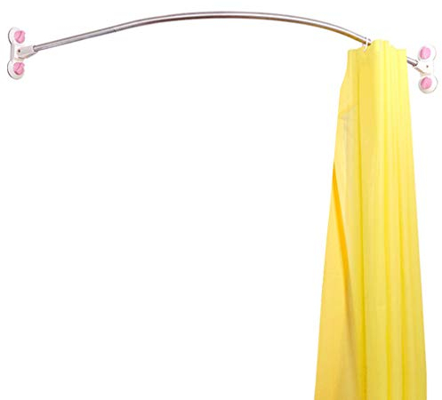 Hershii Eckduschstange Badewanne ohne bohren Duschvorhangstange über Eck vorhangstange gebogen 115x115cm Saugnapf Montiert Duschwinkelstange Aus Edelstahl Badezimmer Vorhanghalter