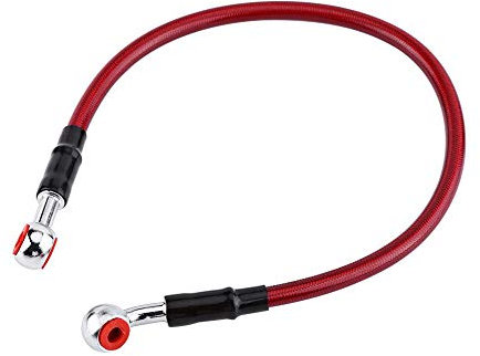 Linea del tubo dell'olio del freno, linea del freno dell'olio intrecciato Banjo Raccordo estremità in acciaio inossidabile, adatto per la maggior parte dei motocicli(45CM- Red)