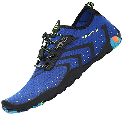 SAGUARO Badeschuhe Herren Wasserschuhe Damen Barfuss Schuhe Sport Schwimmschuhe Barfußschuhe Gegen Seeigel Aquaschuhe rutschfest Strandschuhe Leicht Neoprenschuhe Barfussschuhe Blau, Gr.43
