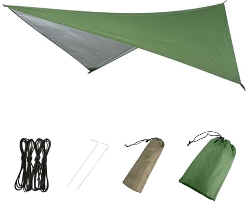 Azarxis wasserdichte Zeltplane, Tarp für Hängematte, Leicht und Kompakt, Regenschutz Sonnenschutz für Outdoor Camping Zelt (Grün)
