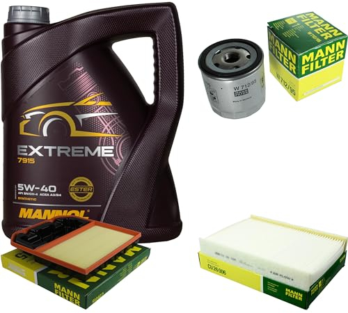 Filter Set Inspektionspaket 5 Liter MANNOL Motoröl Extreme 5W-40 API SN/CF MANN-FILTER Luftfilter Innenraumfilter Ölfilter