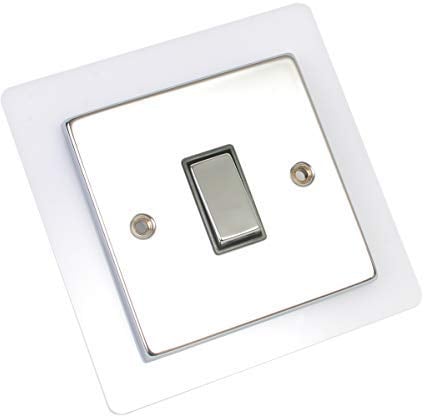 Single Double Light Plug Socket Switch Surround Finger Plate Acrylic (White, Single)