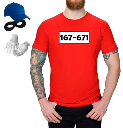 Jimmys Textilfactory T-Shirt & Tütü Panzerknacker Karneval Kostüm Set & Tüllrock XS-5XL Herren Verkleidung Fasching Outfit Rosenmontag JGA, Größe:XL, Set: Komplett, Logo: Standard-Nr