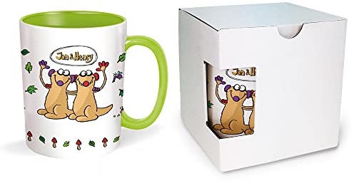 Trötsch Jan und Henry Tasse grün Kaffeetasse Teetasse Kindertasse (Jan & Henry): Kaffeetasse Teetasse Geschenkidee Geschenk Kindertasse