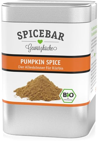 Spicebar Pumpkin Spice Kürbisgewürz 80 g – Bio Pumpkin Spice Mix mit Zimt, Muskat, Ingwer, Tonkabohne & Orange – Exklusives Gewürz zum Backen, Kochen, für Getränke & Desserts – geprüfte Bio-Qualität