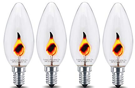 Long Life Lamp Company 4 x 3w Flicker Flame Candle Light Bulb E14 SES Screw