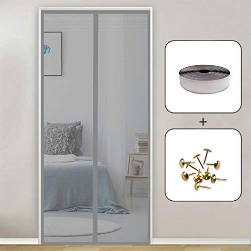 Zanzariera Finestra 70x240cm Tenda Magneti su Misura Facile Montaggio Impedendo Insetti di Entrare per Legno Ferro, Porte in Balcone, Grigio A