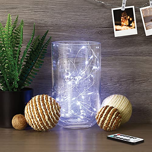 Feit Electric Fairy Light LED 10 Foot Silver Strand, Powered by Batteries or USB, 10ft Ultra Thin Silver-Wire Creates a Magical Cool White Glow