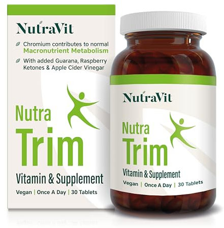 NUTRATRIM - Weight Management Supplement | Slimming Tablets - 30 Tablets - Helps Achieve Weight Goals & Digestion | with Raspberry Ketones, Apple Cider Vinegar & Green Tea - Vegan - NutraVit