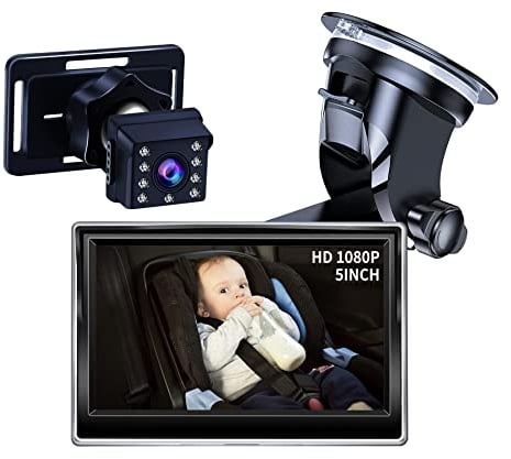 Cuplu 1080P Baby Auto Spiegel Kamera, Nachtsicht Baby Autositz Spiegel, 5 HD'' Nachtsicht Baby Auto Kamera, Einstellbare Baby Auto Kamera mit Weitem Kristallklarem Blick, Perfekte Nachtsicht