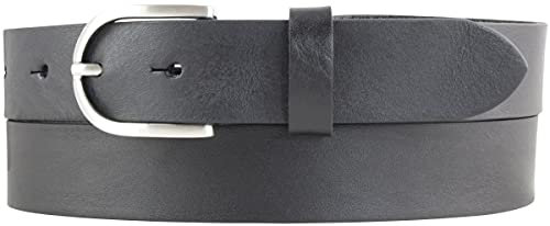 BELTINGER Damen-Gürtel aus Vollrindleder 3 cm | Leder-Gürtel für Damen 30mm | Chino-Gürtel mit runder Gürtelschließe | Schwarz 120cm
