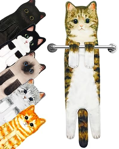 PAT JUUMG Lustig Katzen Handtücher,Küche Badezimmer Deko Handtuch Personalisiert,Ultrasaugstark,Für Geschenk Katzenliebhaber Geburtstags,Einweihungsgeschenk für Frauen(Tabby
