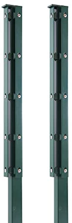 S-Eckpfosten 60x40mm RAL 6005, Länge 140 cm, 2 Stück, Pfosten für Ein- & Doppelstabmatten oder U-Profil Schmuckmatten
