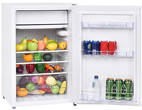 GOPLUS Frigo 123 L avec Congélateur-Réfrigérateur, Frigo Silencieux avec 7 Réglages de Température et Compresseur Efficace, Réfrigérateur Compact avec Porte Réversible, 53 x 52,5 x 83 cm (Blanc)