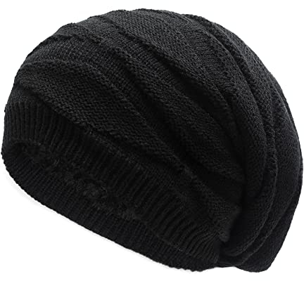 ZLYC Winter Fleece Strickmützen Warm Beanie Mütze für Damen Herren(Schlichtes Schwarz)