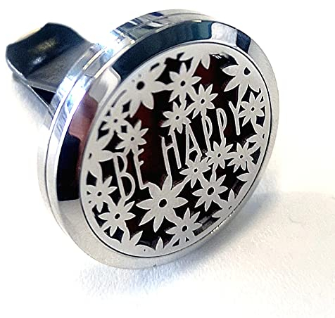 Zen'Arôme - Aroma Diffuser Clip Be Happy - Edelstahl Lufterfrischer für Auto-Lüftungsgitter - Einfache Anwendung - Aromatherapie - inkl. 5 wiederverwendbarer Filzpads für Ätherische Öle oder Parfum