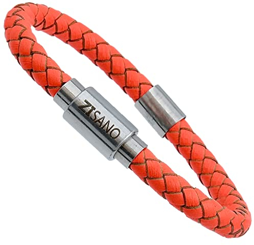 ZISANOPOWER Lederarmband | Damenarmband & Herrenarmband | Sport - Energieband | Stressreduktion | Balance | Salmo | M