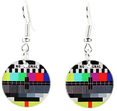 bluebubble RETRO TV Test Card charm Dangle Earrings on Gift Card
