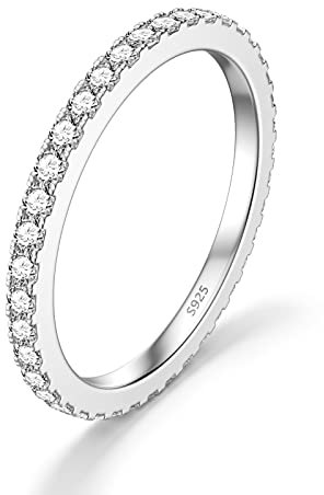 Women's 925 Sterling Silver Wedding Band Engagement Promise Rings Statement Ring Jewelry