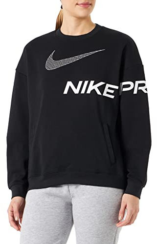 NIKE Women's W NK DF GT FT GRX Crew T-Shirt, Black/Iron Grey/White, S