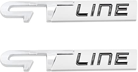 GT Line Emblem 3D Metall Abzeichen Auto Aufkleber Kotflügel Seite Auto Kofferraum Dekoration (Silber Schwarz)