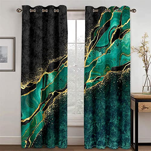 XIANGPEIFBH Digitaldruck Einfache Abstrakte Kunst Marmor Grün Elegantes Muster 2 Stück Fenstervorhang für Wohnzimmer Schlafzimmer Dekor 59(W) x(H) 182cmx2pcs