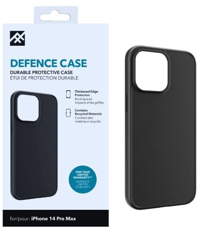 ZAGG iFrogz Defence Schutzhülle Kompatibel mit iPhone 14 Pro Max, langlebig, Snap-On, wischfest, schlank, recycelt, Schwarz