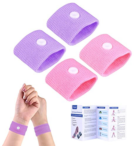 Akupressur Armband gegen Übelkeit, Anti-Übelkeit Armbänder für Seekrankheit Schwangerschaft Fliegen Reiseübelkeit ohne Nebenwirkungen ideal für Kinder Erwachsene Urlaub und Reisen (Rosa+Hellviolett)
